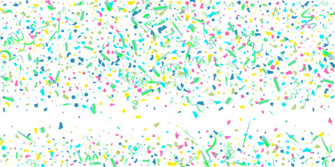 Colorful confetti on white background.