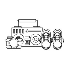 accessories for tourism and vacations in black and white