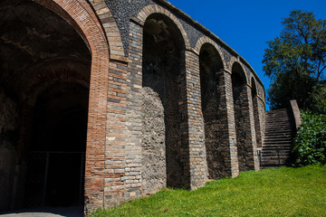 Fototapeta premium Detail of the exterior of the roman Amphitheatre of Pompeii
