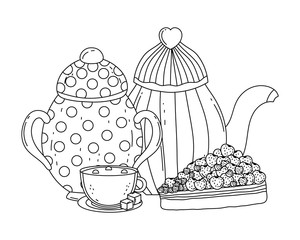 Isolated sugar bowl and coffee pot design