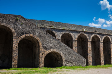 Detail of the exterior of the roman Amphitheatre of Pompeii