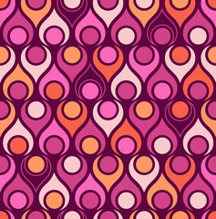 Materiał do szycia Seamless abstract midcentury modern pattern for backgrounds, fabric design, wrapping paper, scrapbooks and covers. Retro design of teardrop shapes and vintage colors. Vector illustration.