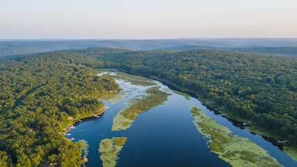 Sunrise and sunset over lake wallenpaupack, westcolang masthope 