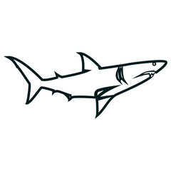 Fototapeta na wymiar Shark line art vector illustration. Shark simple outline design