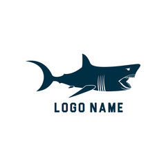 Shark minimalist silhouette logo design. Shark silhouette vector illustration with white background
