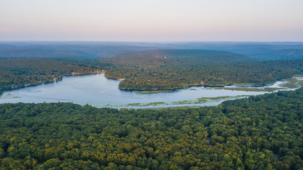 Sunrise and sunset over lake wallenpaupack, westcolang masthope 