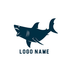 Shark minimalist silhouette logo design. Shark silhouette vector illustration with white background