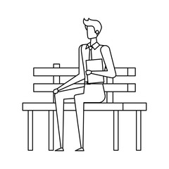 elegant businessman seated in the park chair character