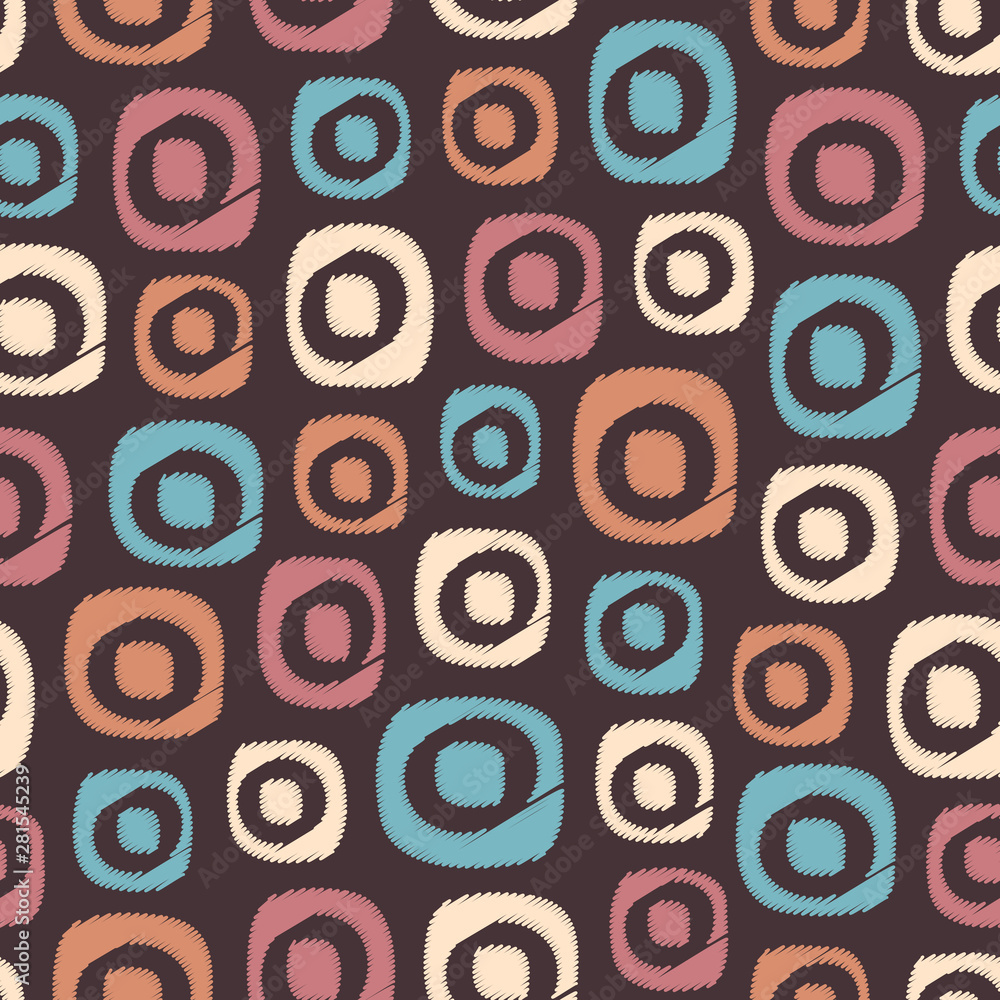 Fototapete seamless abstract pattern in scribble style with the image of oval geometric shapes.