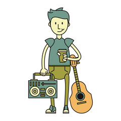 hipster boy with acoustic guitar