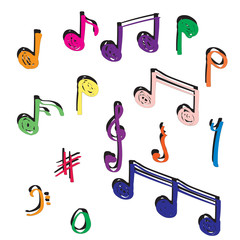 unique hand drawn doodle note music vector illustration
