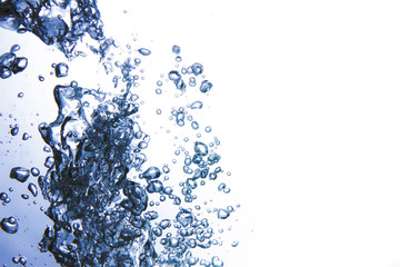 water splash with air bubbles on white background