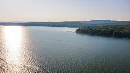 Sunrise and sunset over lake wallenpaupack, westcolang masthope 