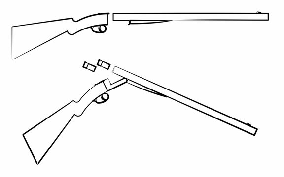 black shotgun outline, open and closed clip art preview