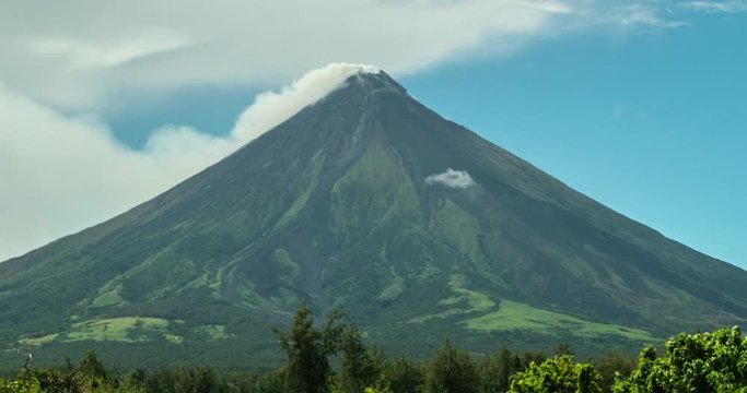 time-lapse of an active volcano in Philippines. Mount Mayon