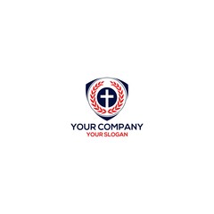 Shield Church Logo Design Vector