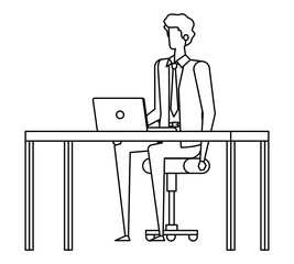elegant businessman worker in the office scene