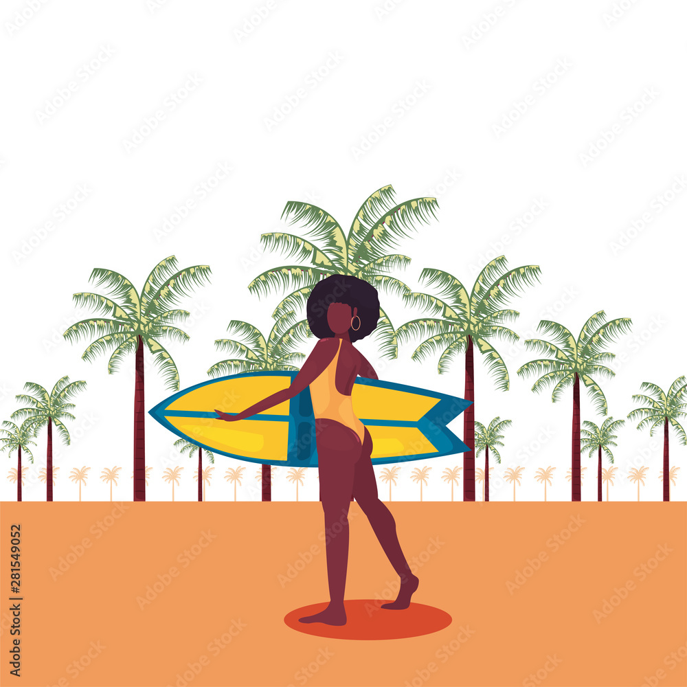 Poster woman summer time vacations design