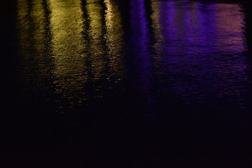 Glare and reflection of light on the water.