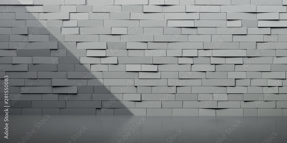 Poster abstract of empty concrete room, architecture space with the sun light cast shadow on the tilt wall,
