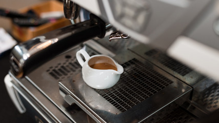 black coffee morning on coffee maker