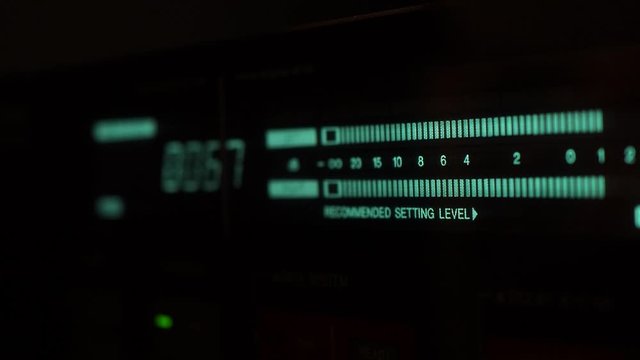 Audio level meter close up macro retro tape deck