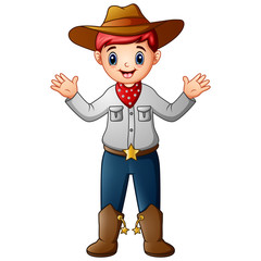 Funny cartoon cowboy on white background