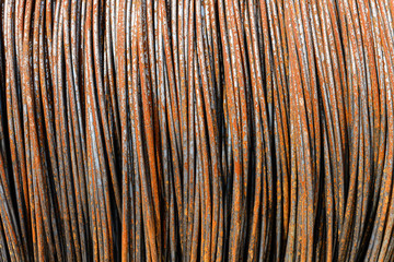rusty iron wire bound as background