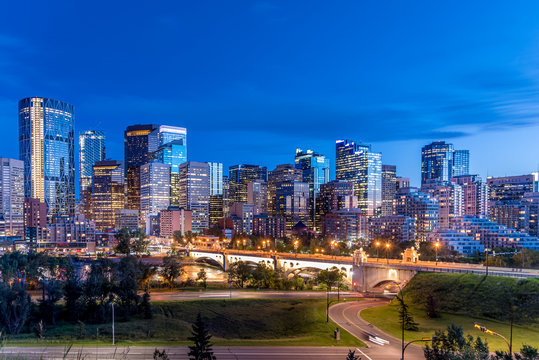 Calgary skyline at night. 