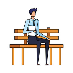 elegant businessman seated in the park chair character
