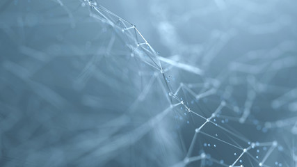 Futuristic shapes in cyberspace. Abstract mesh background as a virtual reality concept - 3D render.