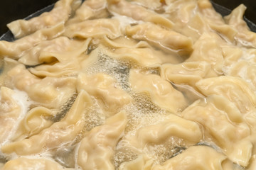 cooking dumplings with boiling water