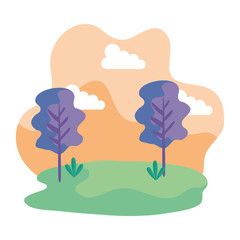 camp field landscape scene icon