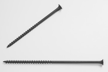 Long screws on a white background