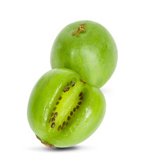 mini kiwi baby fruit on white background