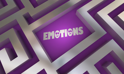 Emotions Find Search Maze Word Feelings 3d Illustration