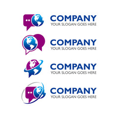 Global Social Media Logo, Global Chat Logo