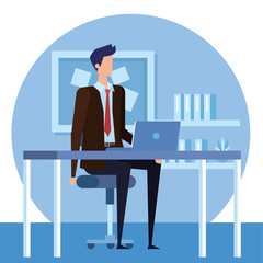 Obraz premium elegant businessman worker in the office scene