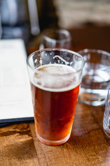 Beer on a table during dinner