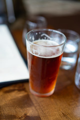 Beer on a table during dinner