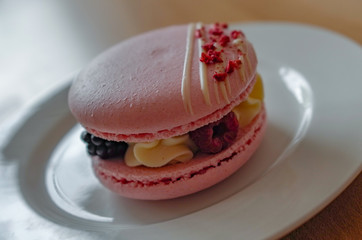 raspberry macaron cake