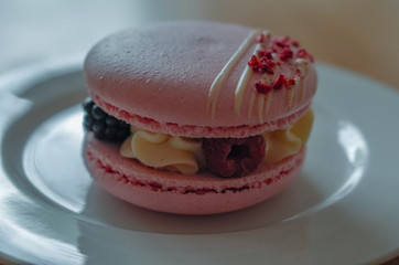 raspberry macaron cake