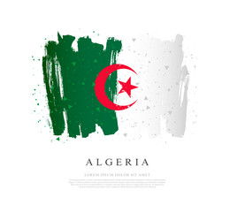 Flag of Algeria.  Brush strokes are drawn by hand. Independence Day.