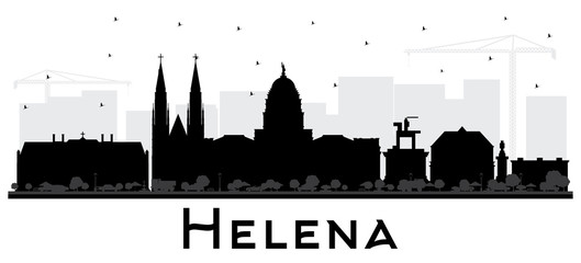 Naklejka premium Helena Montana City Skyline Silhouette with Black Buildings Isolated on White.