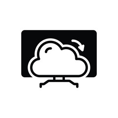 Black solid icon for computing cloud 