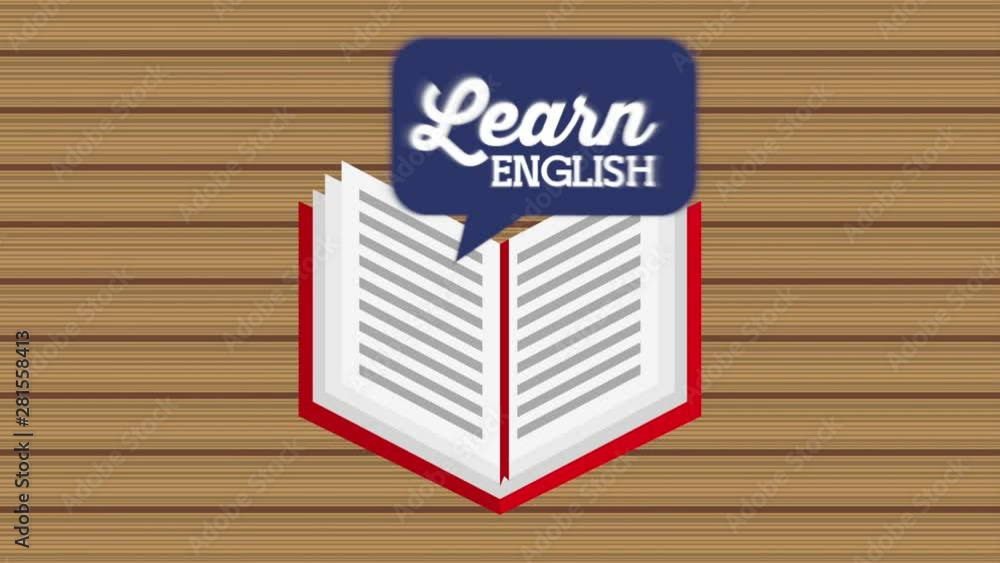 Poster book with speech bubble learn english animation