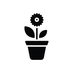 Black solid icon for plant