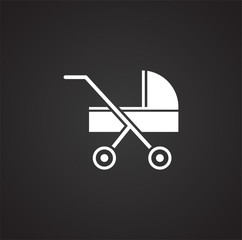 Stroller icon on background for graphic and web design. Simple illustration. Internet concept symbol for website button or mobile app.