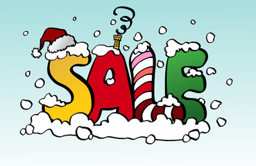 Obraz premium cartoon Christmas Sale whith snow - Vector illustration