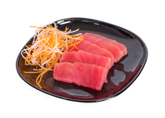 Slice of tuna isolated on white background